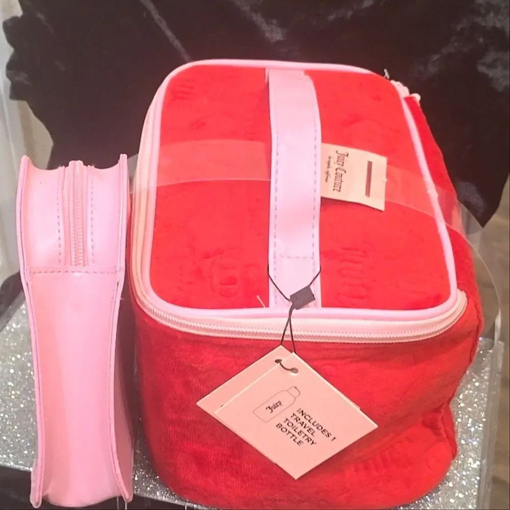 Juicy Couture Heart & Crown Embossed Velour‎ & Transparent Heart-Shaped Cosmetic
